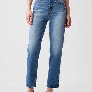 Gap cheeky straight high rise jeans, light indigo, size 33/16L